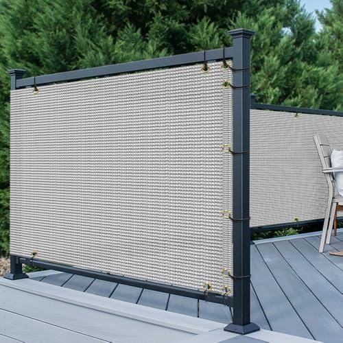 TANG 3' x 12' Balcony Privacy Screen Fence for Apartment Deck Railing, 200GSM Heavy Duty Block Outdoor Privacy Fencing Cover for Patio Porch Backyard Screens, Gray - 5