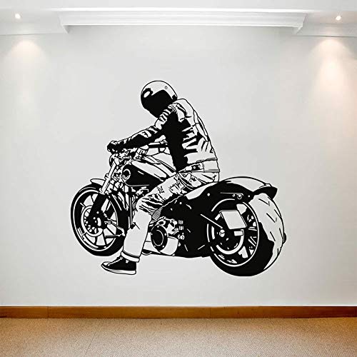 SUPWALS Autocolantes de parede Motocross Wall Decal Motorcycle Rider Helmet Vinyl Window Sticker Club Man Cave quarto decoração para a casa estilo fresco Art Wallpaper 42 x 46 cm