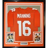 Framed Facsimile Autographed Peyton Manning 35x39 Tennessee Orange Reprint Laser Auto College Football Jersey Size Men's XL