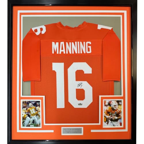 Framed Facsimile Autographed Peyton Manning 35x39 Tennessee Orange Reprint Laser Auto College Football Jersey Size Men's XL
