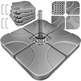 KESSER® Parasoltegel Parasolstandaard 4-delig | Parasolvoet voor Zweefparasol vulbaar tot 60 liter met water of zand 80kg paraplugewicht kunststof Inclusief metalen verbinders, Grijs