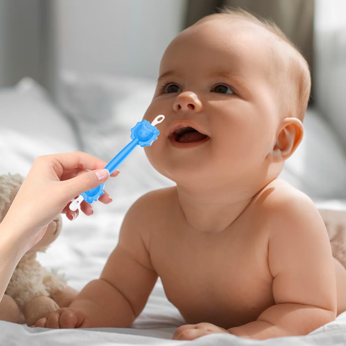 Kit de nettoyage nez-oreilles bébé, bâtonnet double embout + pince silicone pour nez et oreilles