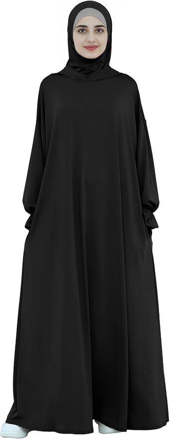 Abaya Muslim Women Hooded Dress Loose Sleeve Loose Maxi Modest Islamic Clothing Prayer Dress Kaftan