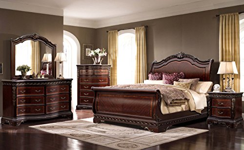 McFerran Bella B188 Bedroom Set of 4 Piece Sleigh...