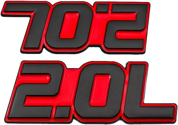 2個 メタル 2.0L エンジンエンブレム リアリッド サイドドア トランク スポーツ ターボ 2.0 オートバッジ レーシングクー