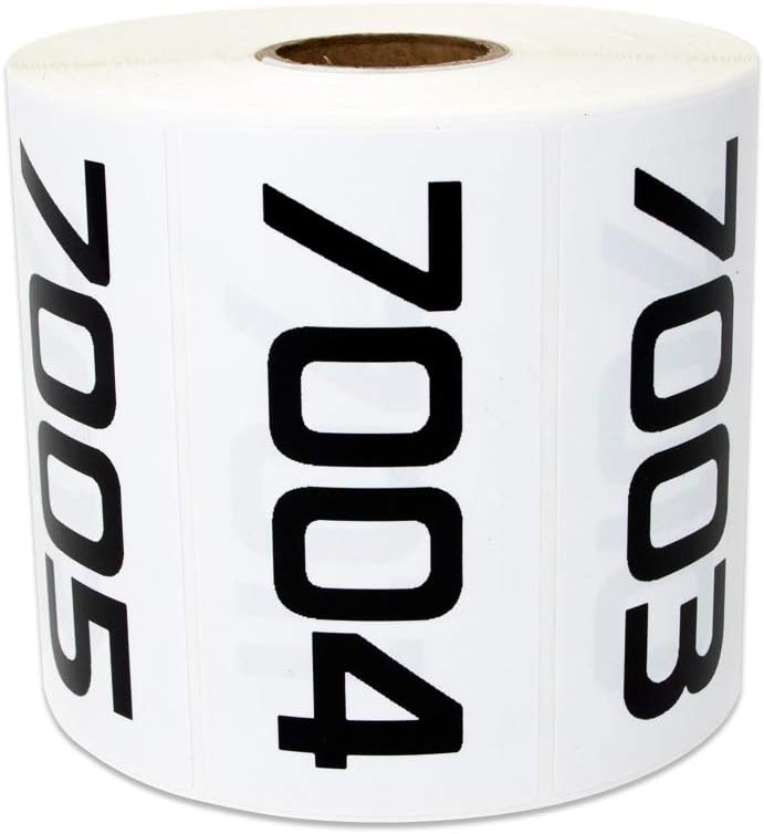 Consecutive Numbers (0001-4000) - 3" x 1.5" Number Labels White Inventory Prenumbered Sequential Stickers Durable Laminated Vinyl Waterproof Numbered Stickers - 4 Rolls, 4000 Labels