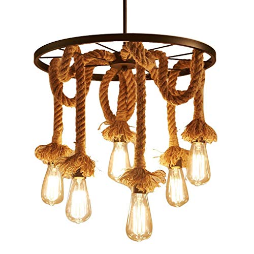 HSLXD.FGDD Kreative Hanf Seil Kronleuchter Loft Retro Industrie Kronleuchter Restaurant Bekleidungsgeschäft Dekoration Kronleuchter Metall Schmiedeeisen Kronleuchter Beleuchtung 50CM,Retro Cover