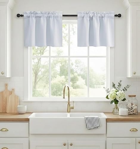 Vista 53 de NICETOWN Cortinas opacas cortas para dormitorio, bolsillo para cortinero, aislamiento térmico, para cocina, sótano, baño, Navidad, 29 pulgadas