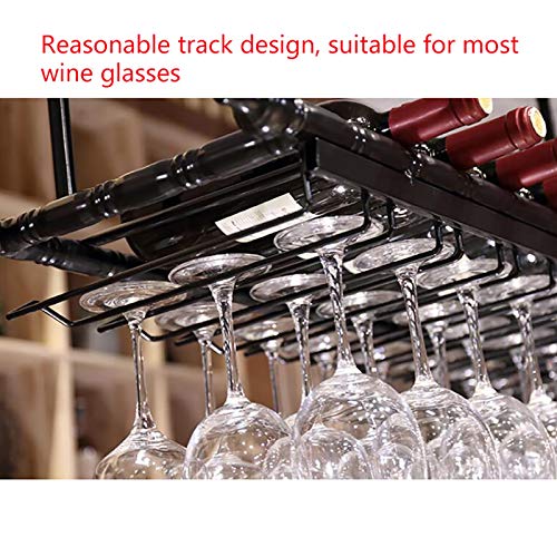 Porte-bouteilles de vin de type plafond réglable avec supports de verres
