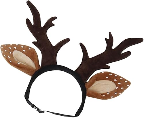 Miniatura 8 de Hemobllo Diadema de cuernos de reno para perro, alce, reno, para Navidad, perro, gato, mascota, disfraz de Navidad, accesorios para la cabeza para