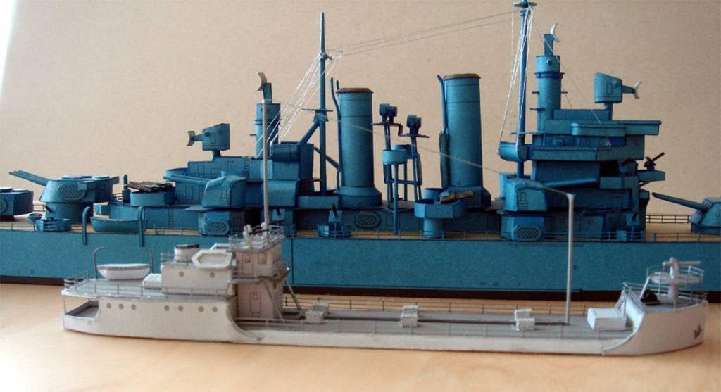 NZPOST 1:400 Scale USS Helena Light Cruiser Y-75 Oild Carrier Handcraft Paper Model Kit(Unassembled Kit), As pic
