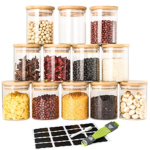 12 PCS Glass Containers Sets,6 oz Glass...