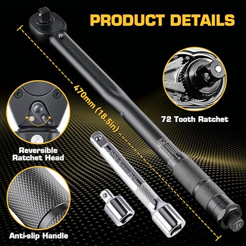 KOOPOOL 1/2 Torque Wrench, Torque Wrench 1/2 Drive, 10-170 Ft-Lb - image 6
