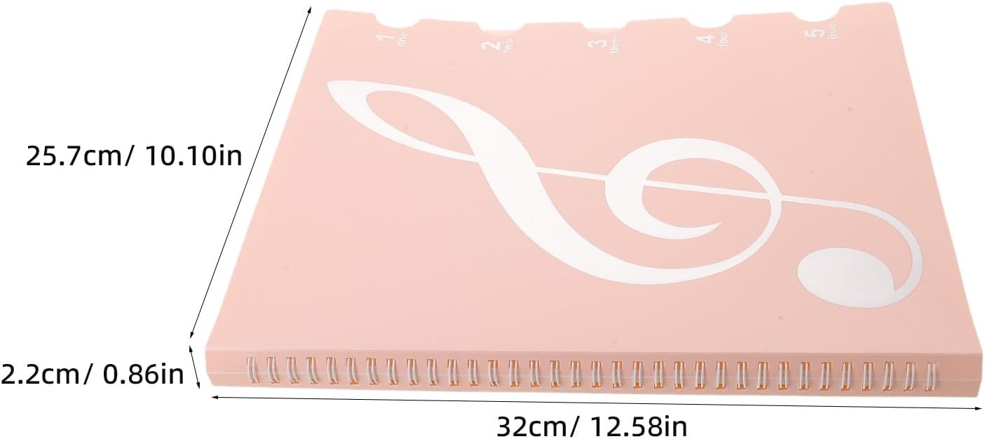 Binder for Sheet Music - A4 Piano Guitar Music Binder with Spiral Binding Stays Opens and Lays Flat for Piano Practice Choir, with Index Labels, Holds Up to 40, Pink