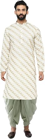 KISAH Mens Kurta - Printed Cotton Blend - Indian Wedding Outfit for Men - Ideal for Weddings and Festivals