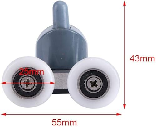 Miniatura 2 de TOPINCN - Rodillos para puerta de ducha, doble inferior, poleas superiores, corredores, kit de repuesto para baño, 8 unidades (rueda doble)