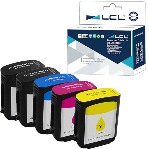 LCL Cartucho de Tinta Compatible 10 C4840A C4844A 82 C4911A C4912A C4913A (2Negro 1Cian 1Magenta 1Amarillo) Reemplazo para HP Designjet 500 500ps 500Plus 800 800ps 815 815mfp 820