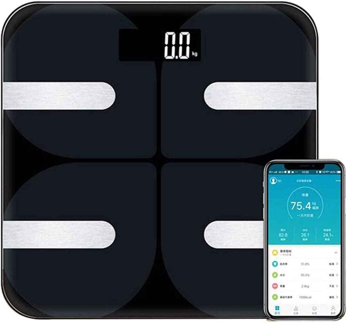 GeRRiT Báscula inteligente de grasa corporal, báscula de baño digital for peso corporal, IMC y pérdida de peso, sincroniza 13 composiciones corporales clave con otras aplicaciones de fitness