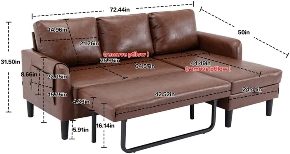 Sectional Sofa Reversible Sleeper with Storage Chaise
