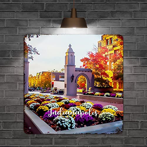 Plaque vintage Indianapolis déco murale rustique aluminium 38 cm