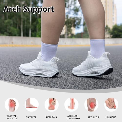 Image of SURRAY Women's Wide Width Walking Shoes - Plantar Fasciitis Arch Support Orthotic Sneakers, Comfortable Tennis Shoes for Casual Gym Workout US Size 6-11