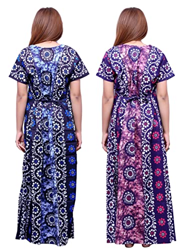 Image of Feeding Nighty in Fine Cotton 2 Side Zips for Feeding Purpose & Neck Buttons for Easy Wearing Soft Cotton Maternity Nighty for Women Feeding Combo Feeding Nighty for Women Cotton Combo of 2Pcs