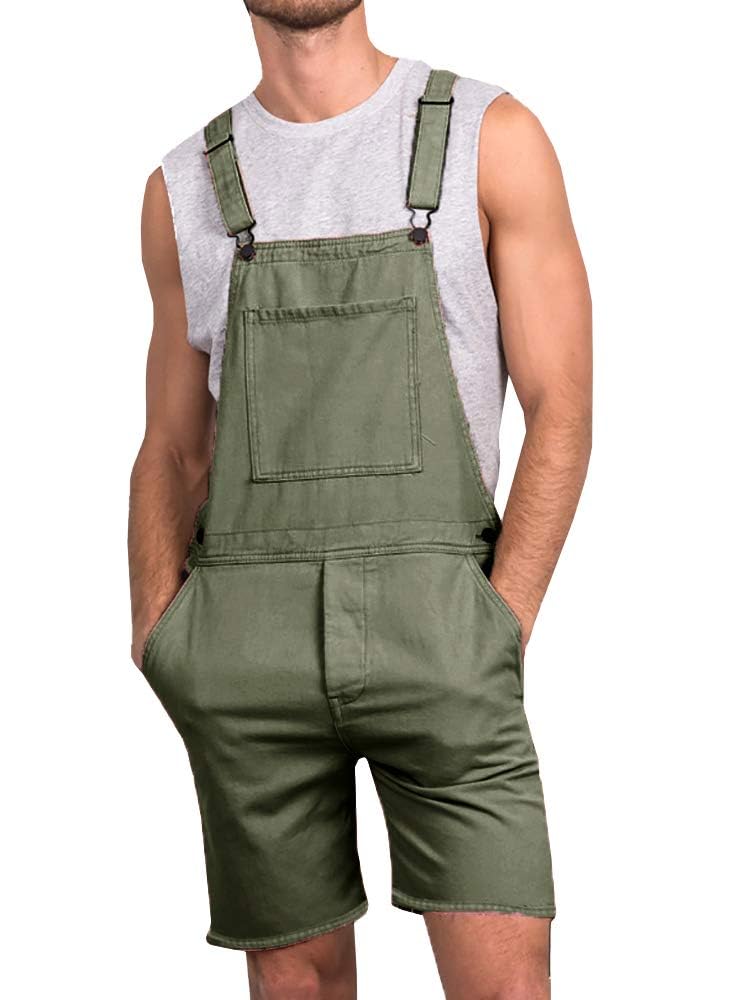 Runcati Herren Jeans Overall Baumwolle Latzhose Kurze Arbeitshose Loose Fit Männer Denim Jumpsuit mit Taschen