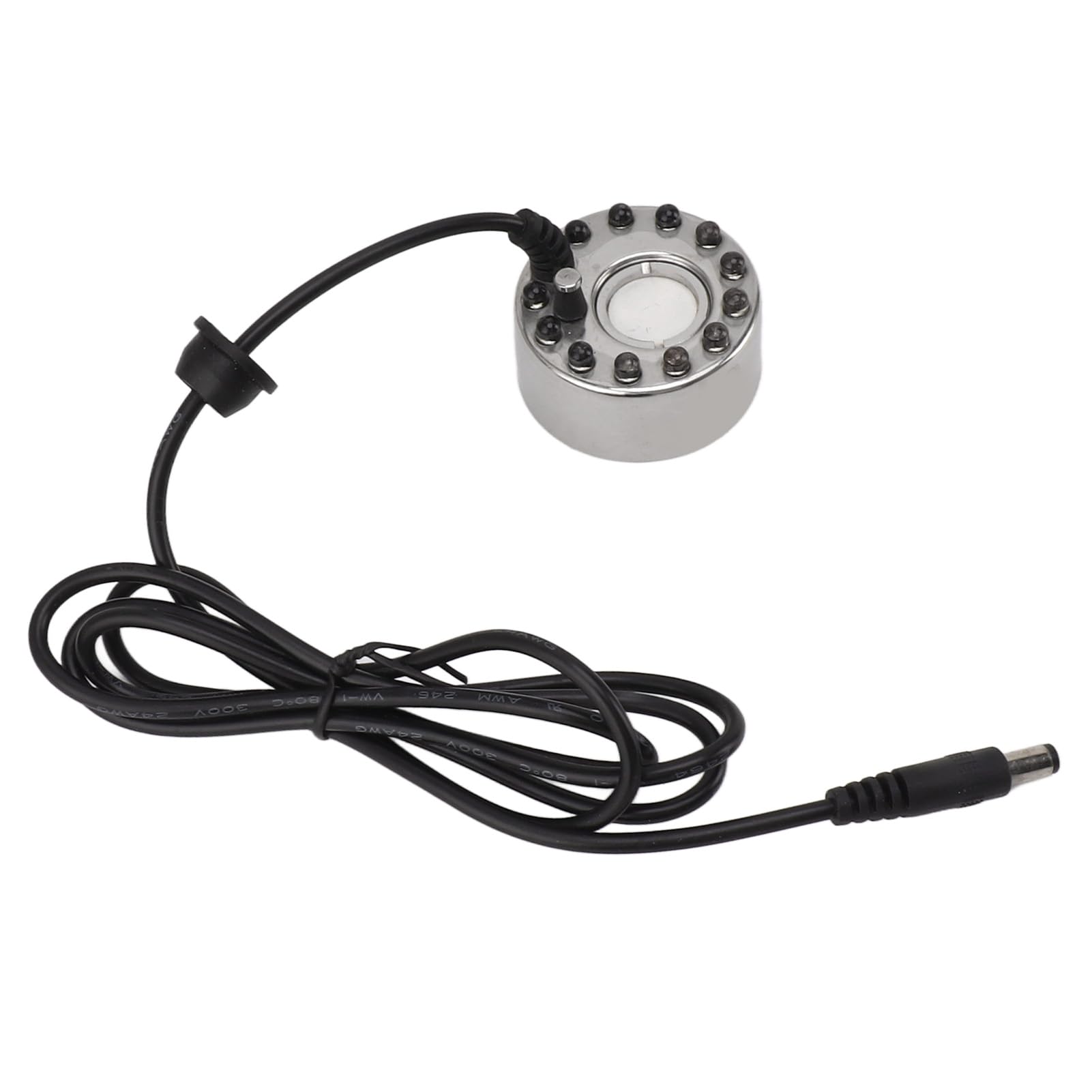 Alloy Mist Maker Fogger with 12 LED Beads Colorful Light, for Indoor Outdoor Ponds, Bonsai, Fountains, Fish Tanks, with DC 5V Interface