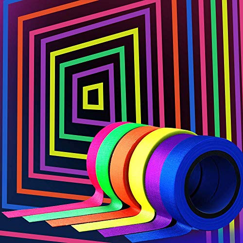 LightingWill UV Blacklight Reactive Fluorescent, Fluorescent Gaffer Cloth Tape, 0.59in X 16.5FT Per Roll, Decorative Black Light Neon Party Tape With Glow Party Supplies, 6 Colors - Image 4