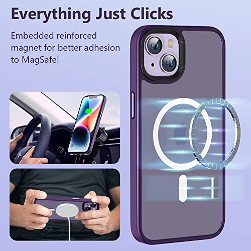 Yllzi [2 In 1] Magnetic Case With Charger Designed For Iphone 14 Plus, Compatible With Magsafe, Military-Grade Drop Protection, Slim Phone Case For 14 Plus-6.7 Inch, Deep Purple #TOP3