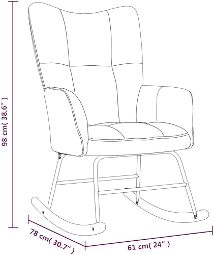 Miniatura 17 de vidaXL Velvet Rocking Chair - Dark Gray - Modern Design - Comfortable Foam Padding - Steel Frame with Solid Rubber Wood Rocking Rails