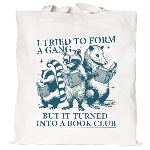 Mahrokh Cute Canvas Tote Bag with Pockets for Adults, Book Lovers Gifts - Mothers Day, Birthday...