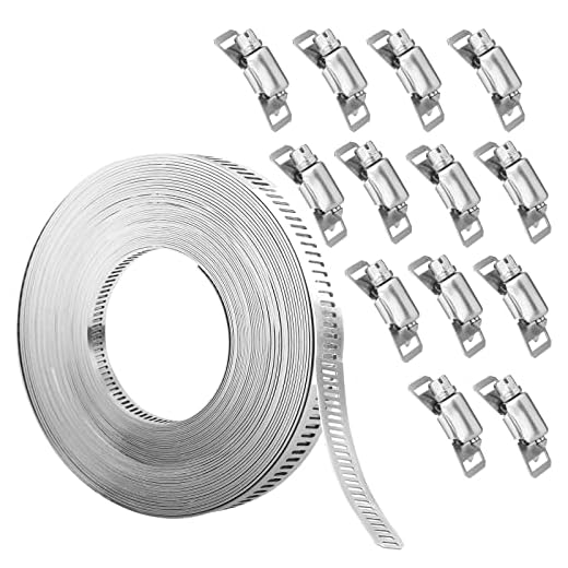 Homagic Hose Clamps 39 FT Adjustable Stainless Steel Large Hose Clamp with 13 Fasteners Duct Clamps for Automotive Pipes Cables Tubes Heating Cooling