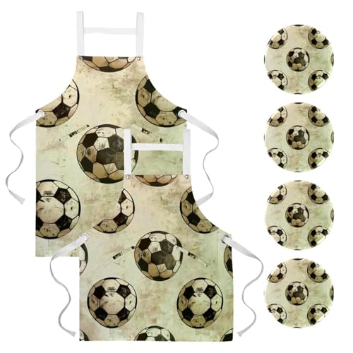 Tablier de cuisine vintage football pour homme et femme sans taches