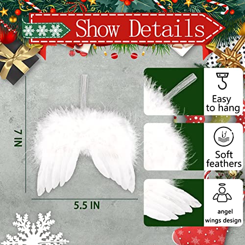 30 Pcs Angel Feather Wings Ornament-7 X 5.5 Inch Handmade Exquisite Angel Wings Pendant White Mini Angel Wings Christmas Tree Hanging Decor For Xmas Holiday Wedding Prop Party Decorations #TOP1