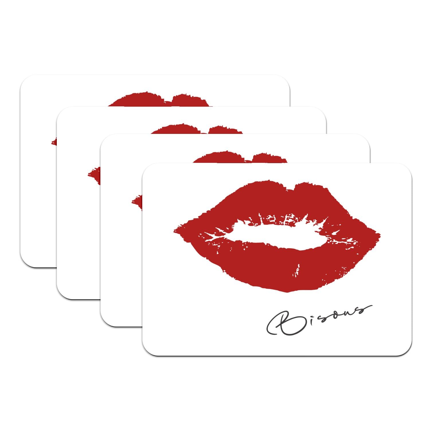 Sets de table bisous lèvres rouges caoutchouc grand format 39,5x28,5 cm