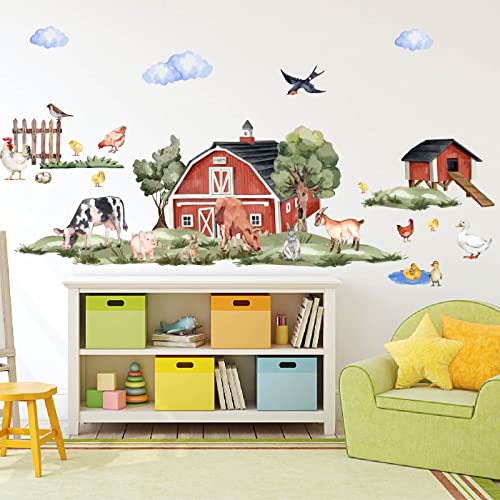 SUPERDANT Farm Landscape Animals Wall Stickers 8 Style Farm Animals Wall Decor Birds Sheep Chickens Wall Decals Removable Vinyl Art Mural Decals for Bedroom Living Room Nursery Decoration - Image 4