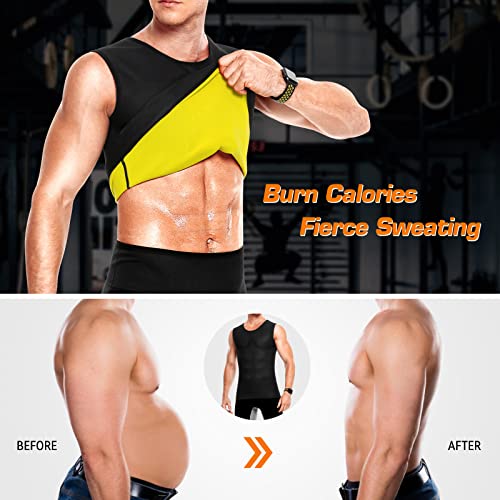 Cimkiz Mens Sauna Vest Sweat Body Shaper Waist Trainer Neoprene Tank Top Shapewear Shirt Workout Suit No Zip Black L #TOP3