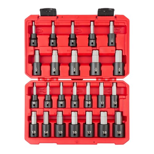 TEKTON 1/2 Inch Drive Hex Impact Bit Socket Set, 24-Piece | SIB92311