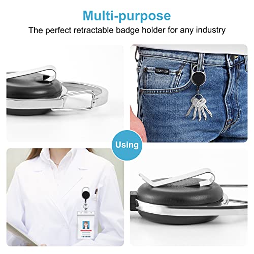 Abeyath Retractable Badge Holders With Carabiner Reel Clip And Style Clear Id Card Holders, 27.5 Inches Pull Cord 2Pcs (Vertical) #TOP6