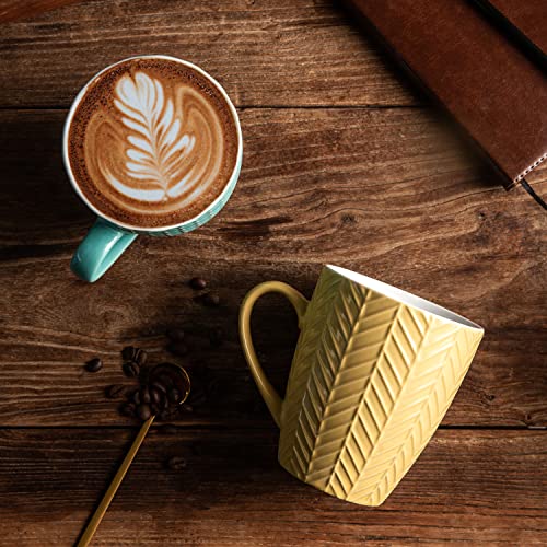 Amorarc Large Coffee Mugs Set Of 6, 20Oz Coffee Cups For Latte/Cappuccino/Tea/Cocoa/Soup, Ceramic Coffee Mugs With Textured Patterns For Men Women Mom Dad, Dishwasher&Microwave Safe, Multi-Color #TOP3