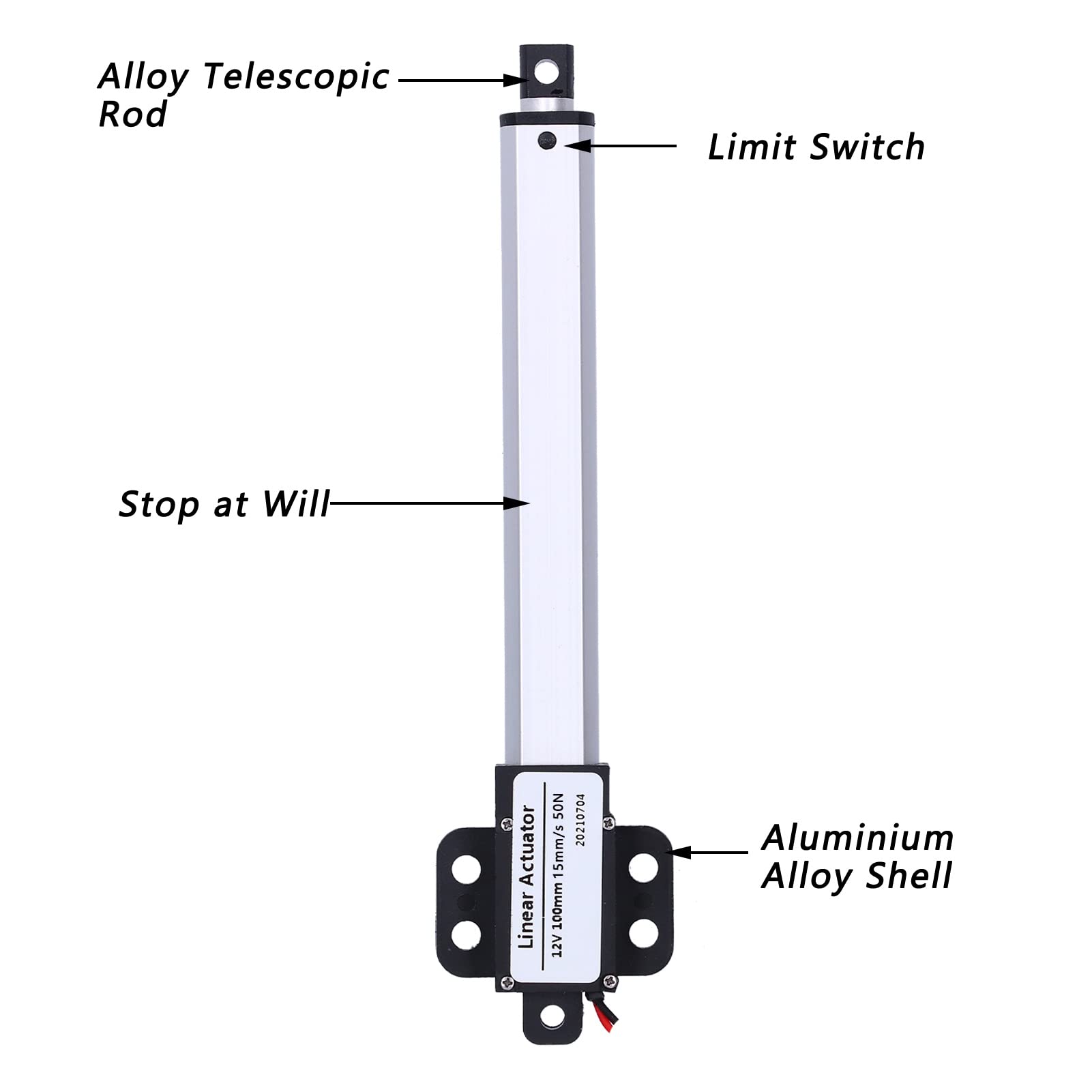 Actuador Lineal Movimiento Eléctrico 12v Actuador Lineal 100 Mm 12 V Voltaje de Entrada Bajo Ruido Protección contra Cortocircuitos Mini Actuador Lineal Eléctrico 4 Mm S 150N Para (Carrera