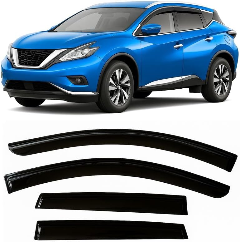 2015-2024 Tape-On Rain Guards for Nissan Murano Side Window Visor Deflectors Extra Thick Vent Shades 2016 2017 2018 2019 2020 2021 2022 2023
