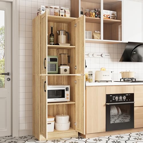 Storage-Cabinet-Kitchen-Cabinet-with-Doors-Shelf-Tall-Storage-Cabinet-for-Bathroom-Living-Room-EntrywayNatural Storage Cabinet Kitchen Cabinet with Doors Shelf Tall Storage Cabinet for Bathroom Living Room EntrywayNatural