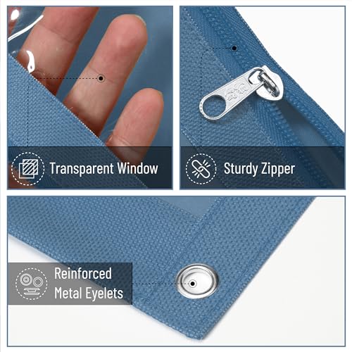 Image of Mr. Pen- Pencil Pouch for 3 Ring Binder, 2 Pack, 10 inchx6.75 inch, Smooth Zipper | Clear Window, Large Capacity Pencil Case with 3 Reinforced Grommets for School, Office, Supplies Storage | Clear Window, Large Capacity Pencil Case with 3 Reinforced Grommets for School, Office, Supplies Storage