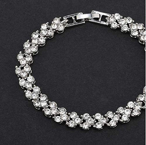 Lrgkmcwtob 925 Sterling Silver Women Fashion Roman Style Crystal Diamond Bangle Bracelets Elegant Charm Rhinestone Bracelets Gifts #TOP3
