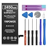 2450mAh YNPOWER Upgraded High Capacity Battery for iPhone Model 5S / 5C 0 Cycle Replacement Battery Compatible with iPhone 5S / 5C, with Professional Easy Repair Tool Kit (24 Month Warranty)