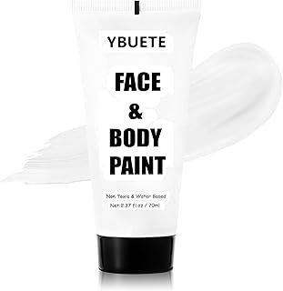 White Water Based Face Body Paint, 2.37 OZ Washable Large Tube Full Coverage Face Paint Cream for Adult Carnival Cosplay Halloween SFX Skull Joker Zombie Vampire Skeleton Goth Makeup