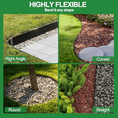 SPECILITE Landscape Edging 4 in x 100 FT, Flexible No-Dig Garden Border with 150 Galvanized Steel Stakes & Hammer, Landscaping Edging Kit for Garden Flower Beds, Yard, Lawn, Pathways, Black by SPECILITE - Image 6