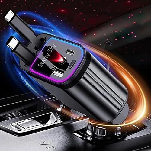Cargador de coche retráctil de 66W ideal para viajes familiares y conducción nocturna relajada